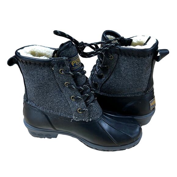 Pendleton NWOB Olympic Duck Lace Up Waterproof Boot Size 6 Black Gray Wool - Picture 5 of 8